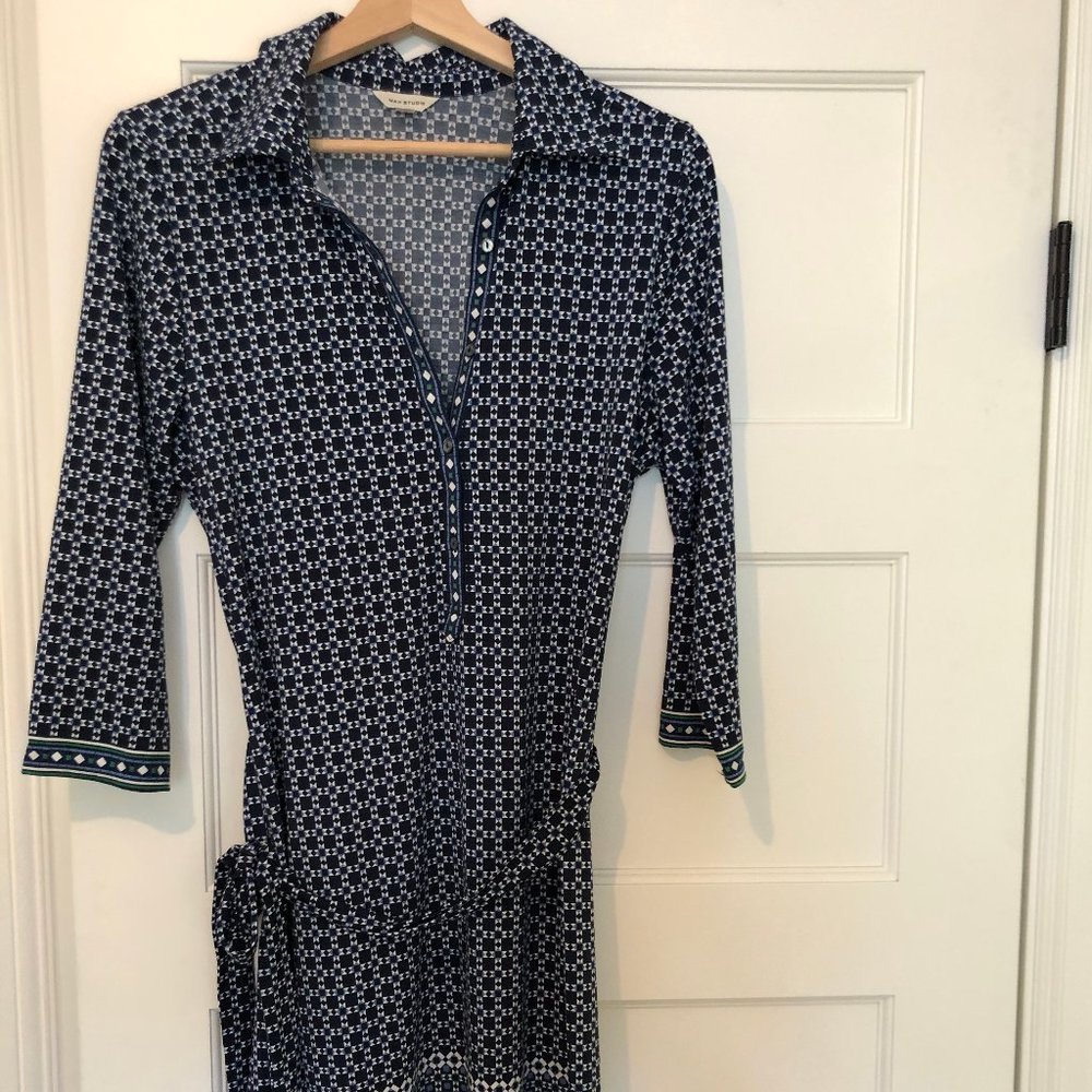 MAX STUDIO Blue multi shirtdress Size L